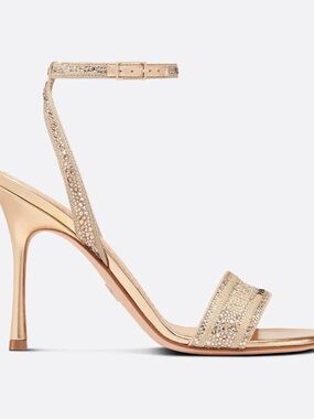 Dior Rose Gold Crystal Ankle-Strap Stiletto Sandal